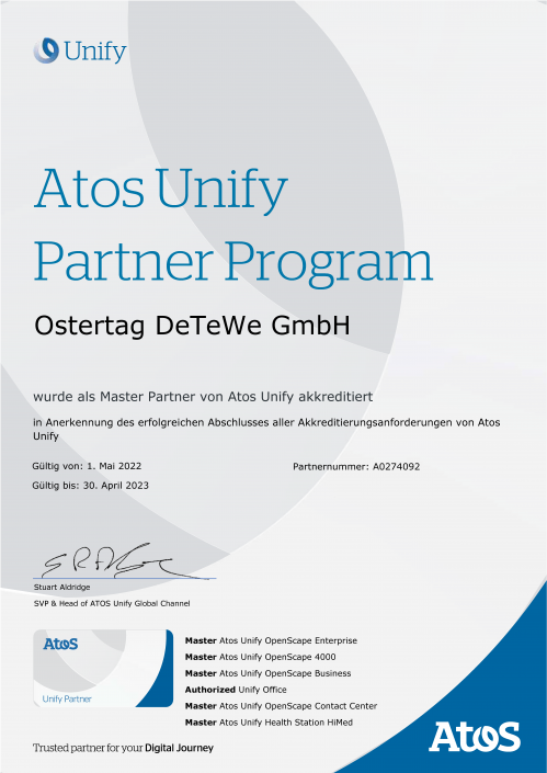 Zertifikat Atos Unify